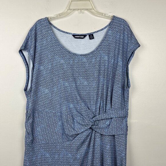 Lands' End Women's Blue Wave Cap Sleeveless Twist Waist Midi Dress Size 1X - Picture 3 of 6